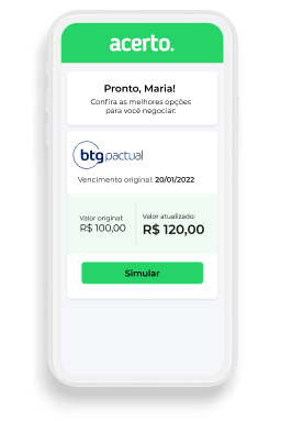 Celular mostrando tela do site de negociação digital